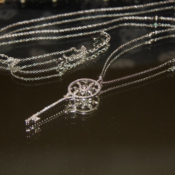 14kt Gols Dipped "Key" Swarovski Necklace - Picture 2 of 8